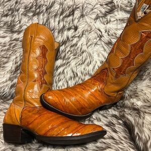 Nocona Men's top quality EEL & Leather western Brown Boots Sz 9